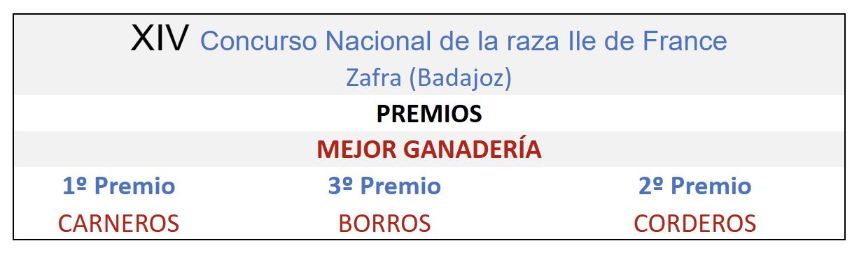 XIV Concurso Nacional de la raza Ile de France Zafra 2003 XIV Concurso Nacional de la raza Ile de France Zafra 2003