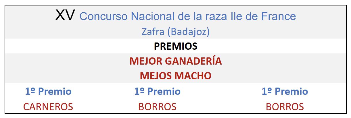XV Concurso Nacional de la raza Ile de France Zafra 2004 XV Concurso Nacional de la raza Ile de France Zafra 2004