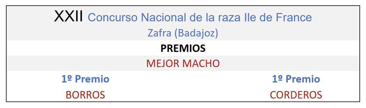 XXII Concurso Nacional de la raza Ile de France Zafra 2011 XXII Concurso Nacional de la raza Ile de France Zafra 2011